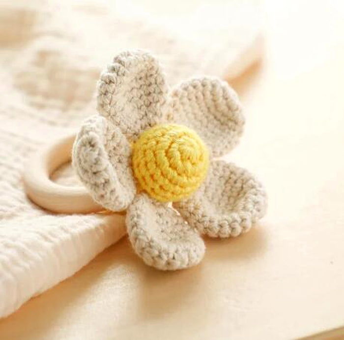 Crochet Flower Teething Rattle